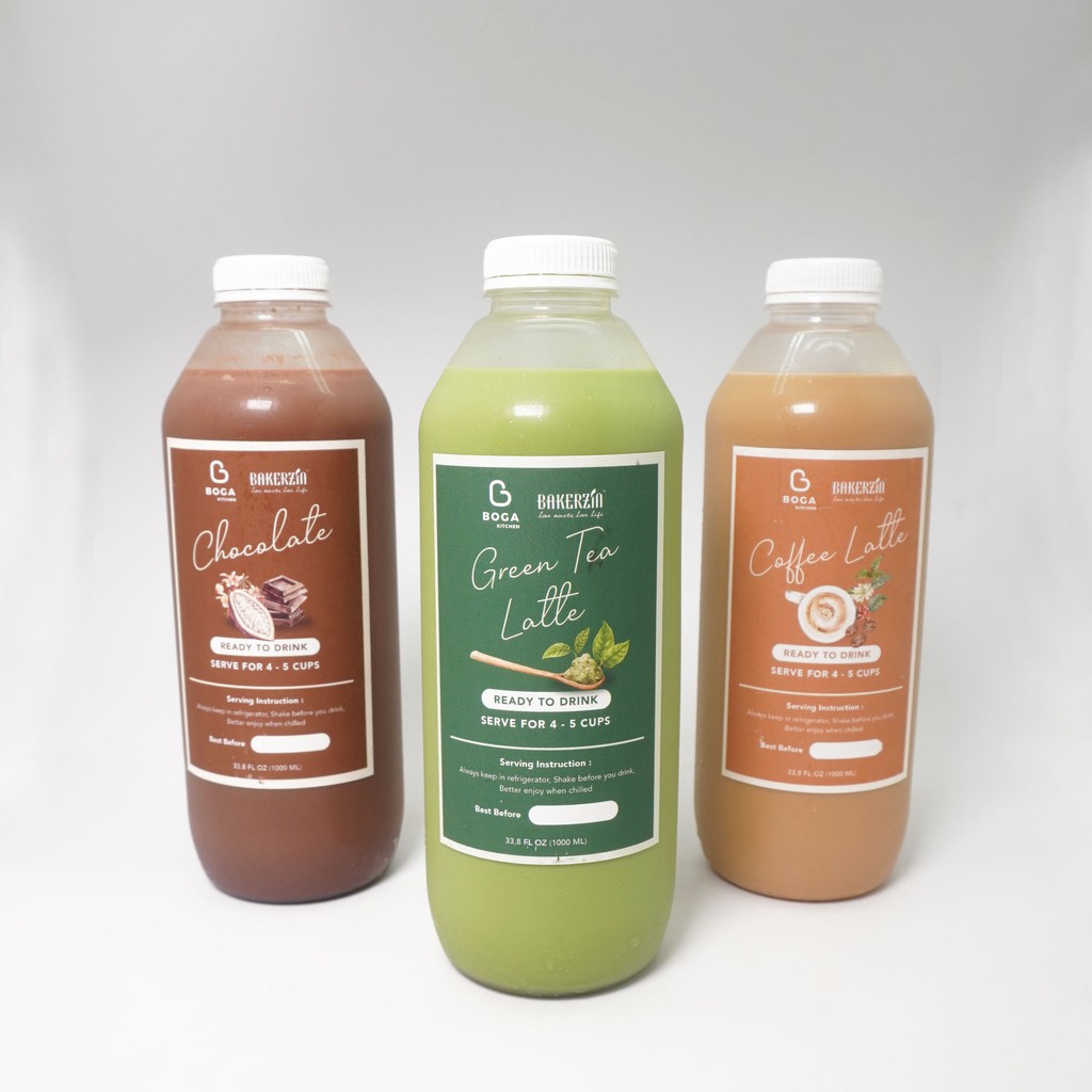 

BAKERZIN Delicious Drinks 1 Liter | Chocolate-Green Tea- Coffee Latte
