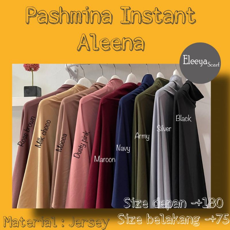 HIJAB PASHMINA EARLOOP ALEENA + INNER CIPUT ||  ELEEYA ORIGINAL