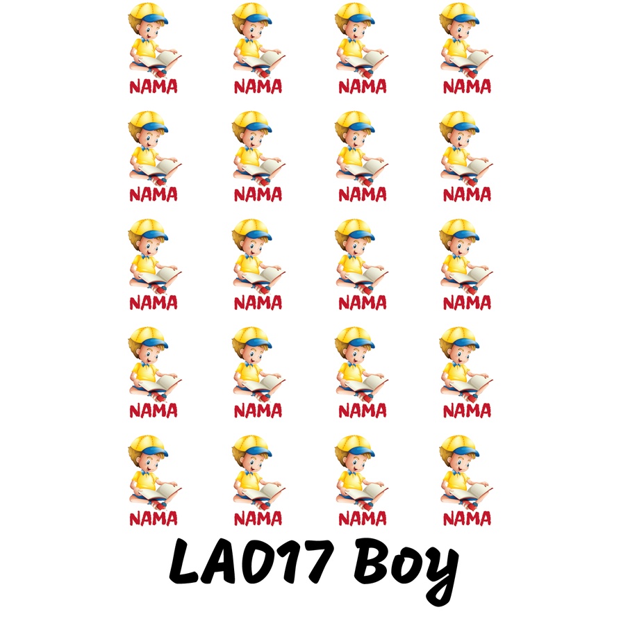 

Sticker Nama Cutting Label Waterproof Tahan Air Kid 17 (LA017)