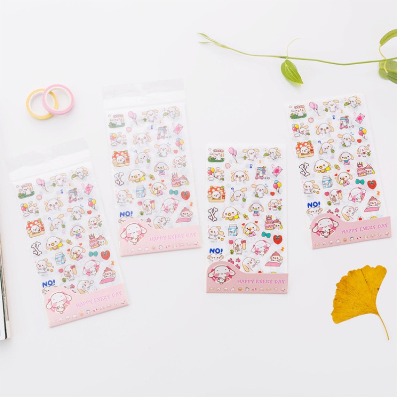 6 Pcs / Pak Stiker Desain Kartun Anjing Gaya Korea Untuk Alat Tulis Scrapbooking Jurnal