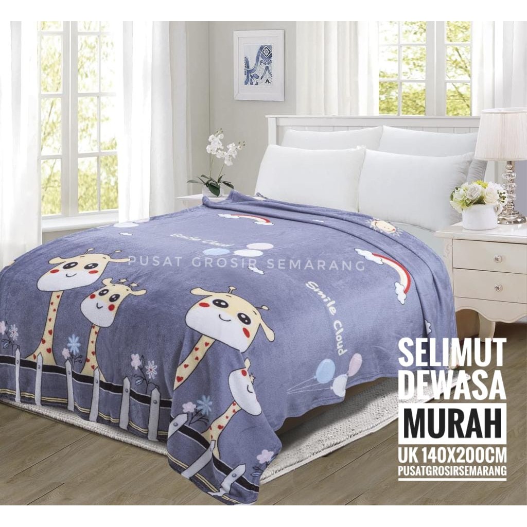 Selimut Dewasa Murah MORIA Abstrak Leaf Polkadot Flower Bvrbery Reindeer Could Moon Star Awan Rusa-Giraffe Smile Cloud