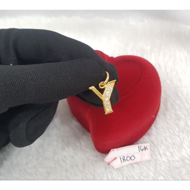 Lt1531E291E liontin huruf Y inisial nama permata putih collection simple emas kuning asli berat 1.80