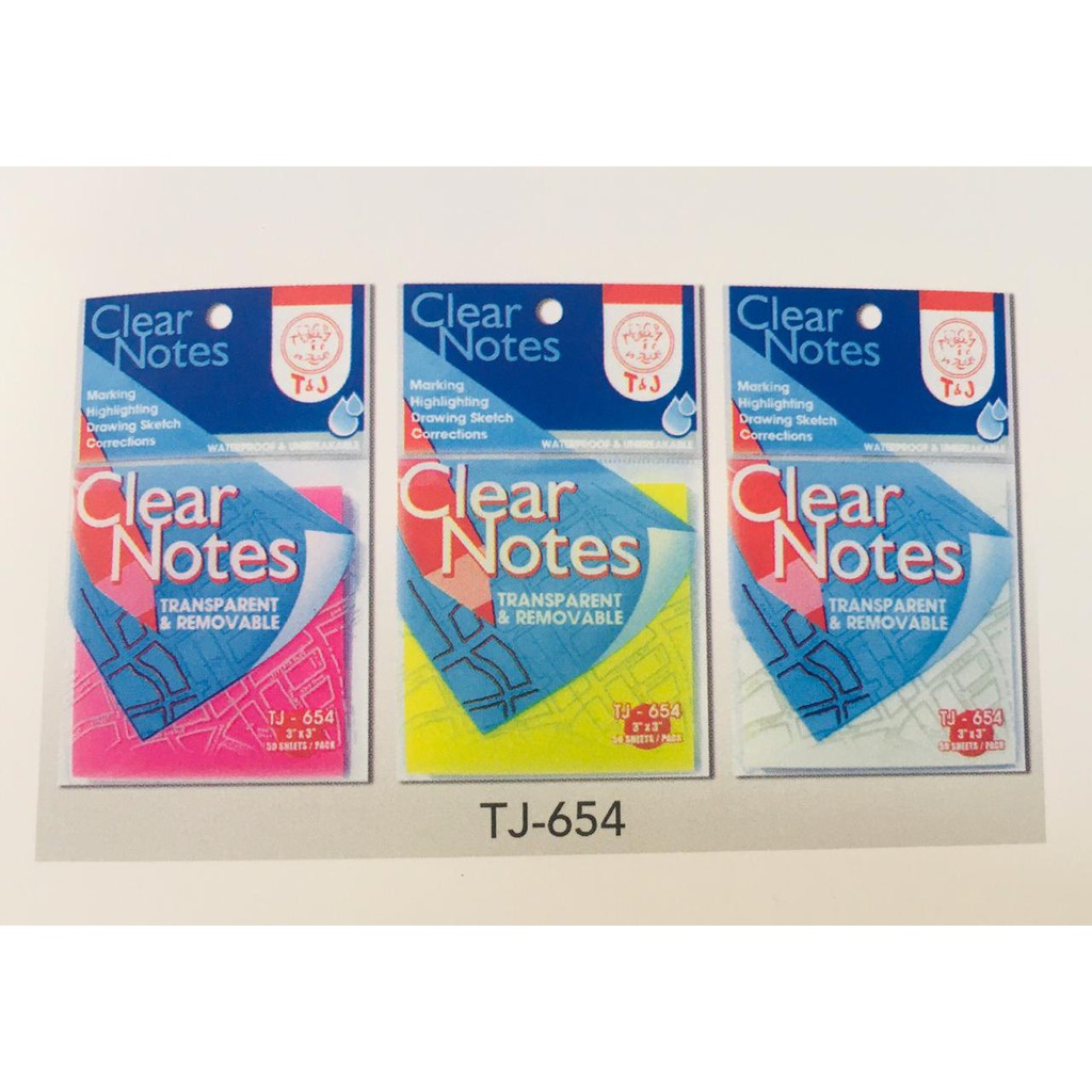 

T&J Labels CLEAR NOTES TJ 654 (YELLOW, PINK, WHITE)