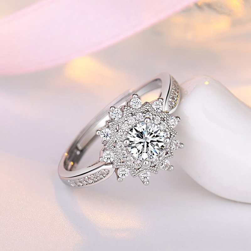 Cincin Silver 925 Hias Kristal Berlian Untuk Wanita