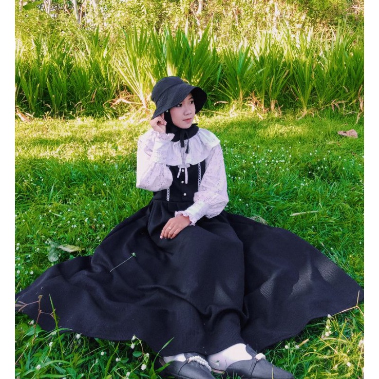 Emma Overal Vintage Dress(blouse+overall) /overall vintage/dress vintage/overall cottagecore