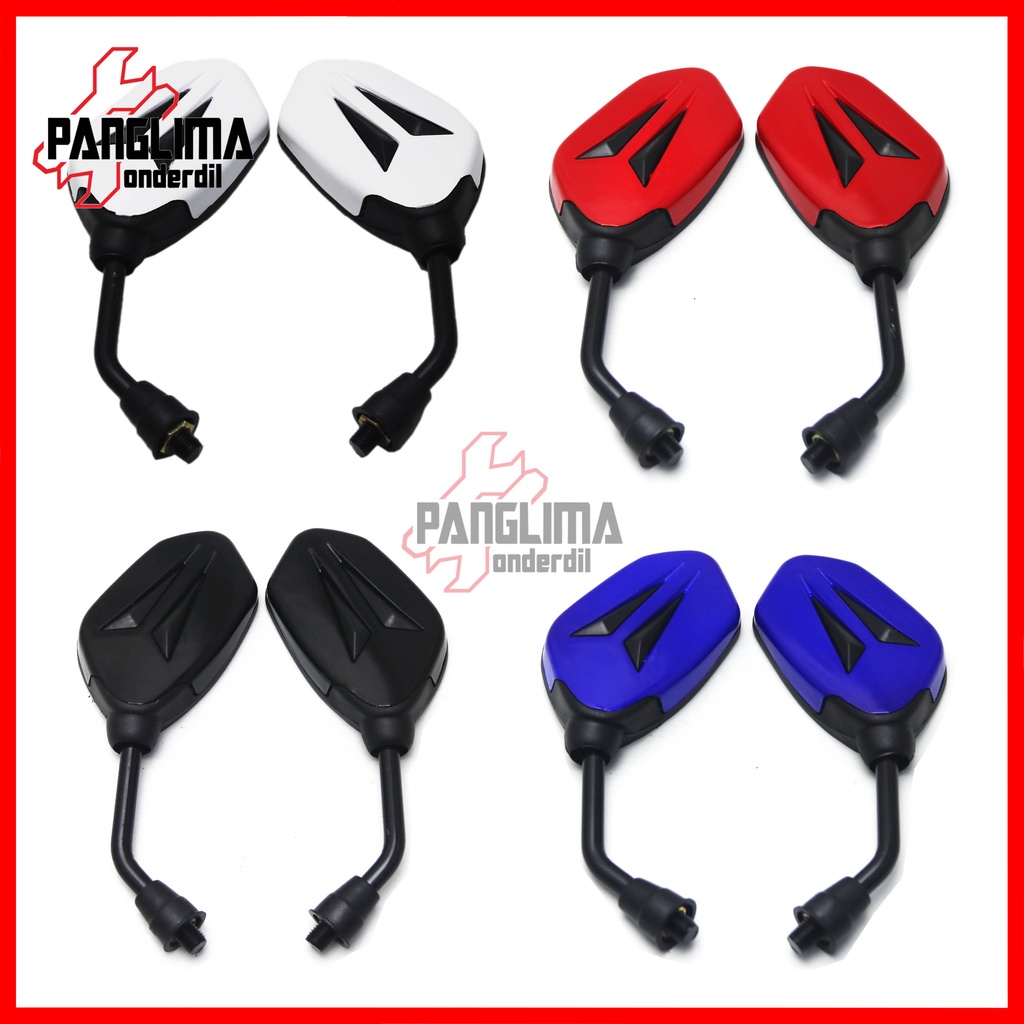 Spion Set Variasi V2 Semua Jenis Motor Honda Drat Kanan Baut 14 Beat-Vario-Scoopy-Spacy-Revo-Grand-Supra-PCX-Tiger Sepion Kaca Universal Putih-Merah-Biru-Hitam