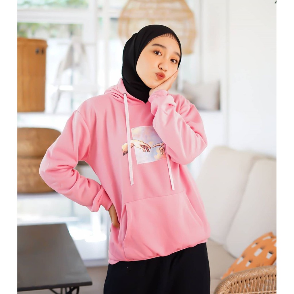 Sweater Wanita Hands Beludru Panas Musim Gugur Berkerudung Dingin Remaja Versi Korea Tren [COD]