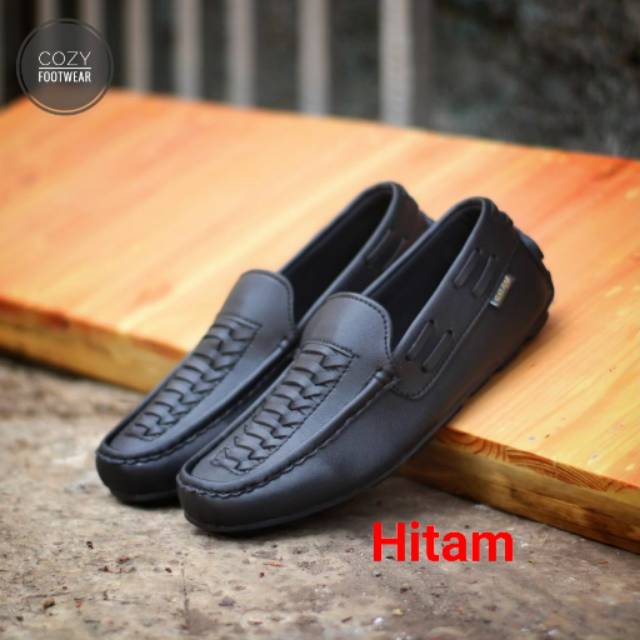 ANYAM TETRIS BROWN |WOLF x COZY| Sepatu Casual Pria Kantor Kerja Loafers Fashion Syntetic Ready