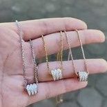 kalung titanium liontin tabung zircon anti karat