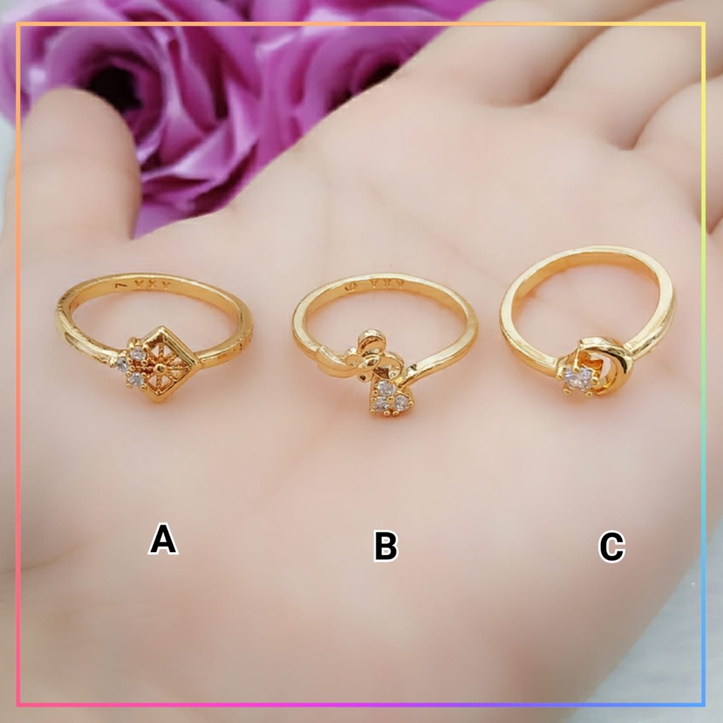 Cincin xuping cincin dewasa zigzag permata cantik perhiasan wanita lapis emas gold A165