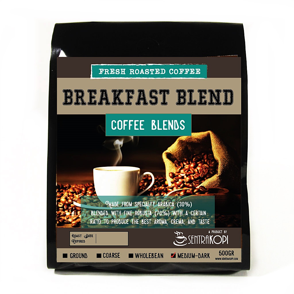 

Breakfast Blend Coffee 500 Gram - Bubuk/Biji - Sentra Kopi - Arabika Robusta