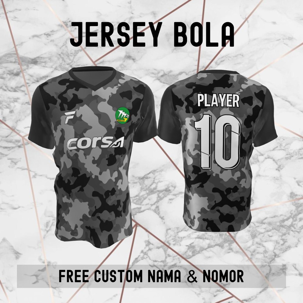 Jersey PS Medan Jaya Loreng Abu Klub Bola Baju Kaos Custom Nama dan Nomor Punggung - 678