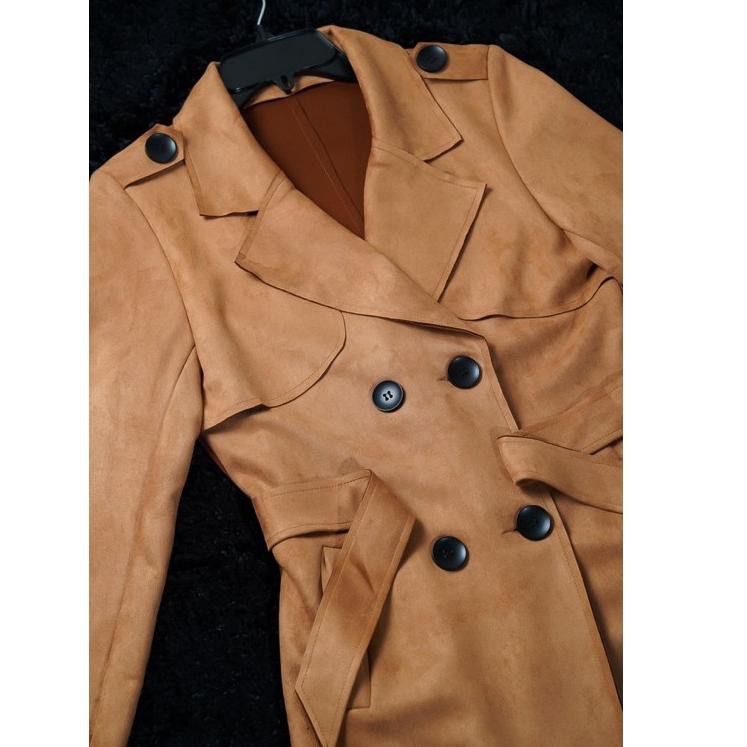 ❂ COAT MIDI WANITA KOREA IMPORT SLIMFIT BAHAN SUEDE PREMIUM ➭