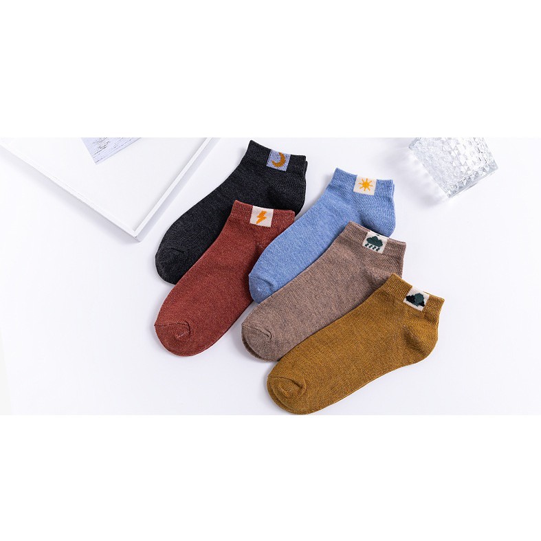 OVERFLOWS.ID Kaos kaki Polos Motif Cuaca Weather Ankle Sock Ala Korea