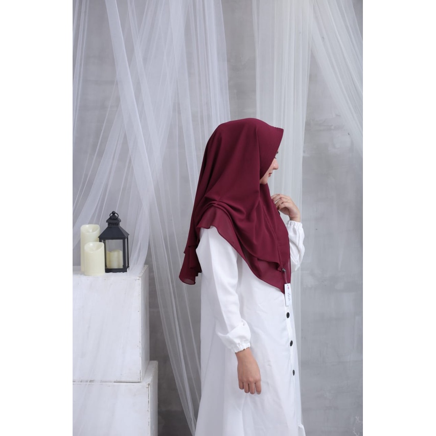 Khimar Alifa Maroon Hijab Instant Non Pad Premium by Shanie