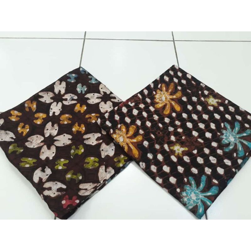kain batik cirebon trusmi batik fariza viscose semi sutra viskos cap tulis sogan colet hitam coklat