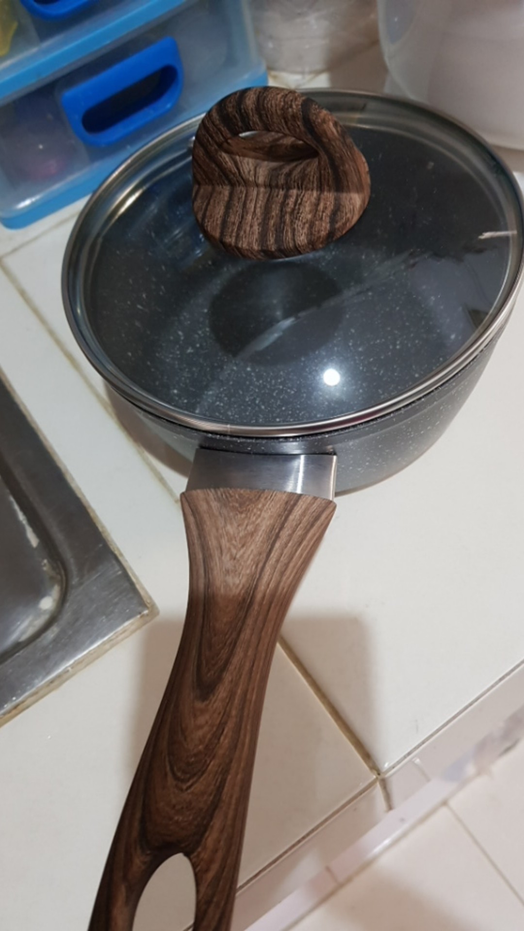 Sauce Pan/panci Marble Induksi Anti Lengket Keiko 16cm Dengan Tutup
