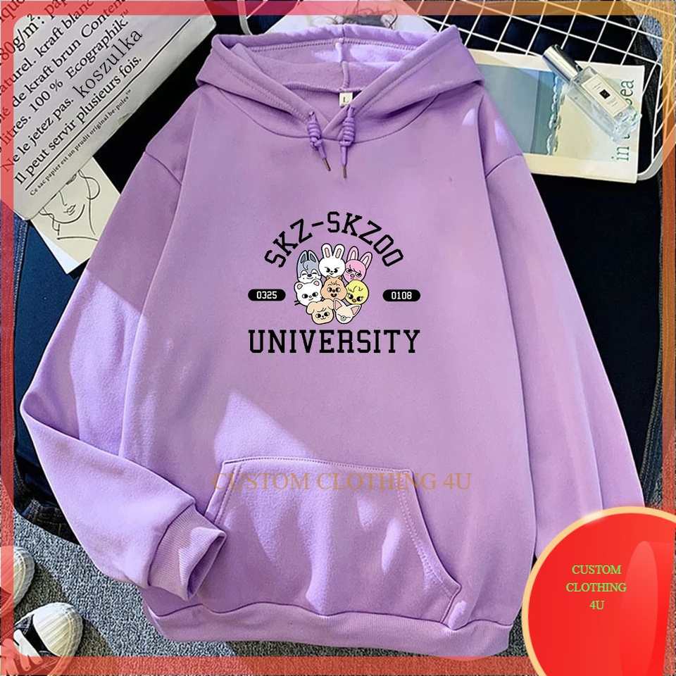 Hoodie Skz Skzoo University Straykids Sweater Kpop Stray Kids Wanita Skz Skzoo Original Ori Felix Se