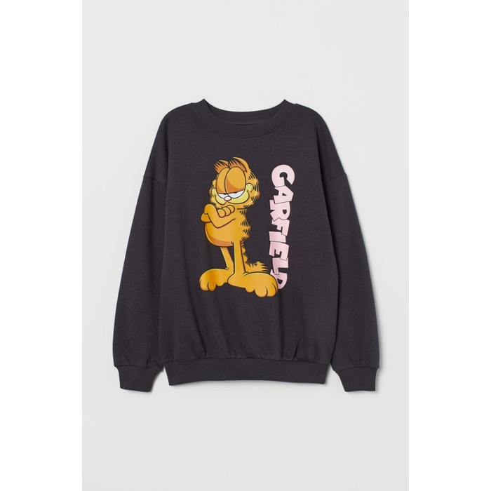 jaket wanita Crewneck H&M Garfield sweater garfield h&m crewneck garfield original - Hitam, M sweate