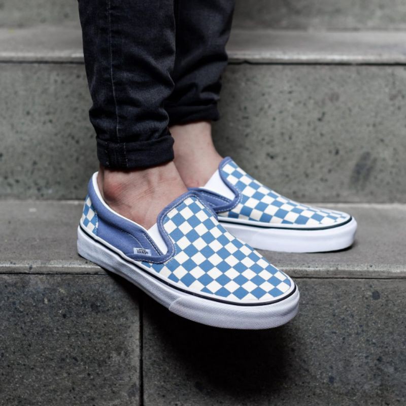 vans slip on blue mirage