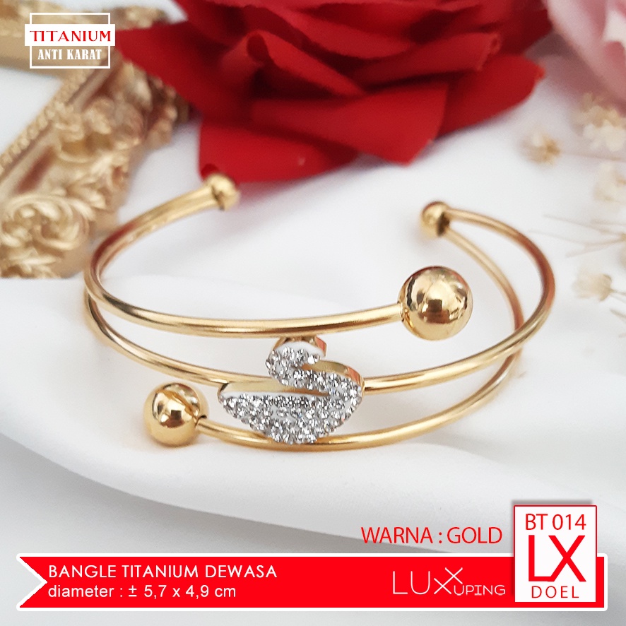 BT 014 Gelang Bangle Titanium Gold Gelang Angsa Swan Gelang Anti Karat Stainless Steel Gelang Titanium Awet Gelang Bebek Emas Perhiasan Gelang Wanita Luxx Xuping