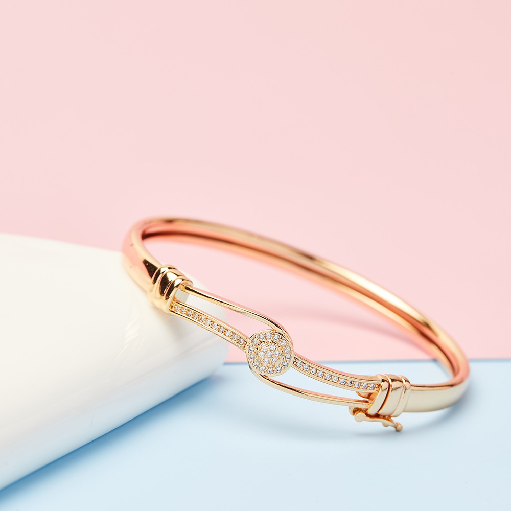 Y071 Gelang Wanita Model Baru Emas/Titanium/Anti Luntur Gelang Dewasa Murah Mata Zirkon Gelang Lapis Emas Imitasi-2