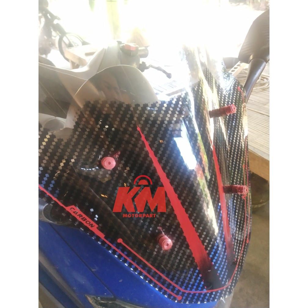 Kaca Visor Windshield NMax Old &amp; New Karbon N Max Merah Kuning Hijau Panjang 43 cm Variasi