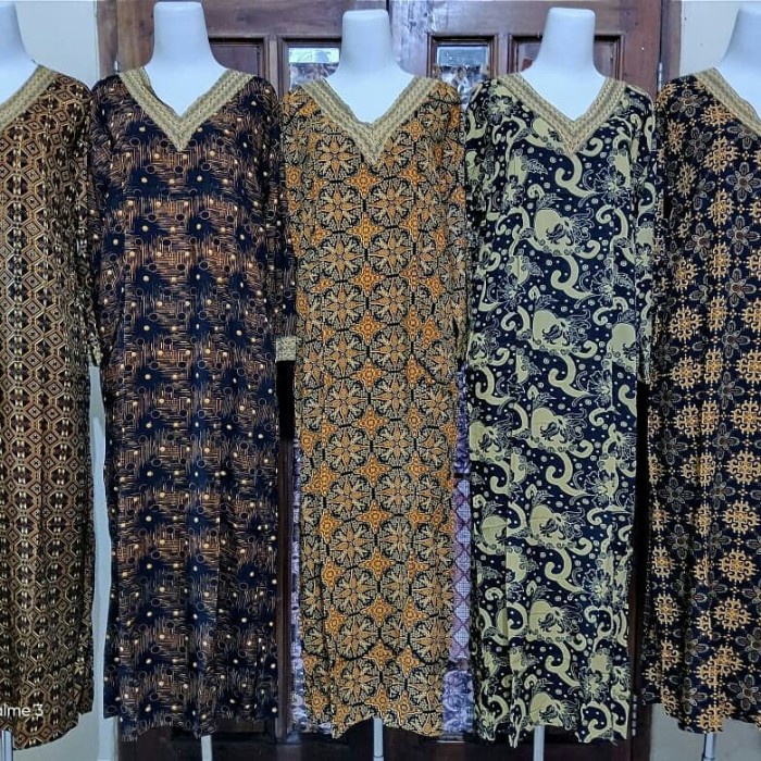 baju tidur DASTER LONGDRES LENGAN PANJANG KENCANA UNGU LD 100 - RANDOM BATIK gaun baju tidur sexy li