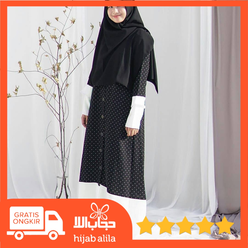 GAMIS LYLIDOTS & Q DOTS ( MOTIF POLKADOT ) | HIJAB ALILA