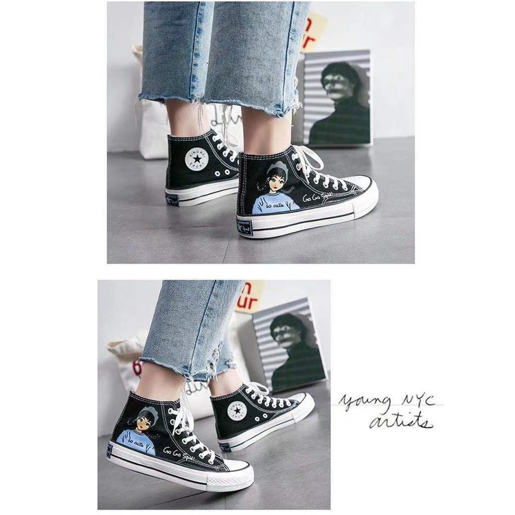 Sepatu Boots Flat Model Ankle Hidden GIRL Bahan Kanvas Fashion untuk Wanita Import-7