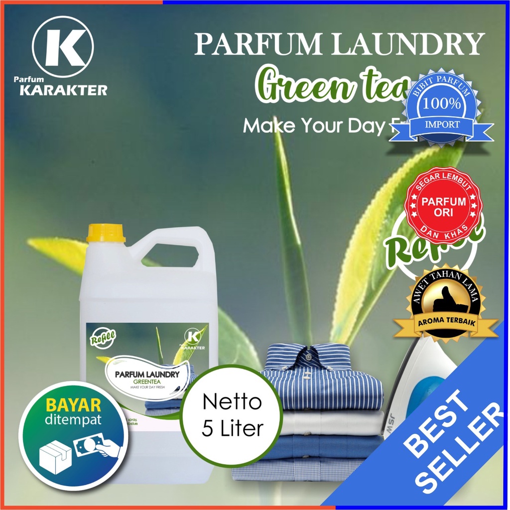 Parfum Laundry aroma Green Tea ( Greentea ) | Pewangi Laundry Pakaian WAngi Tahan Lama | UK 5 LITER | Bisa Cod | Termurah
