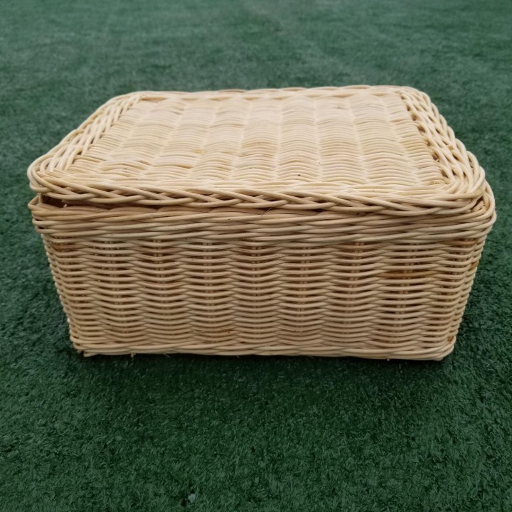 5 Kerajinan Tangan Rotan - Keranjang Kotak Serbaguna Tutup M 29x25x12cm