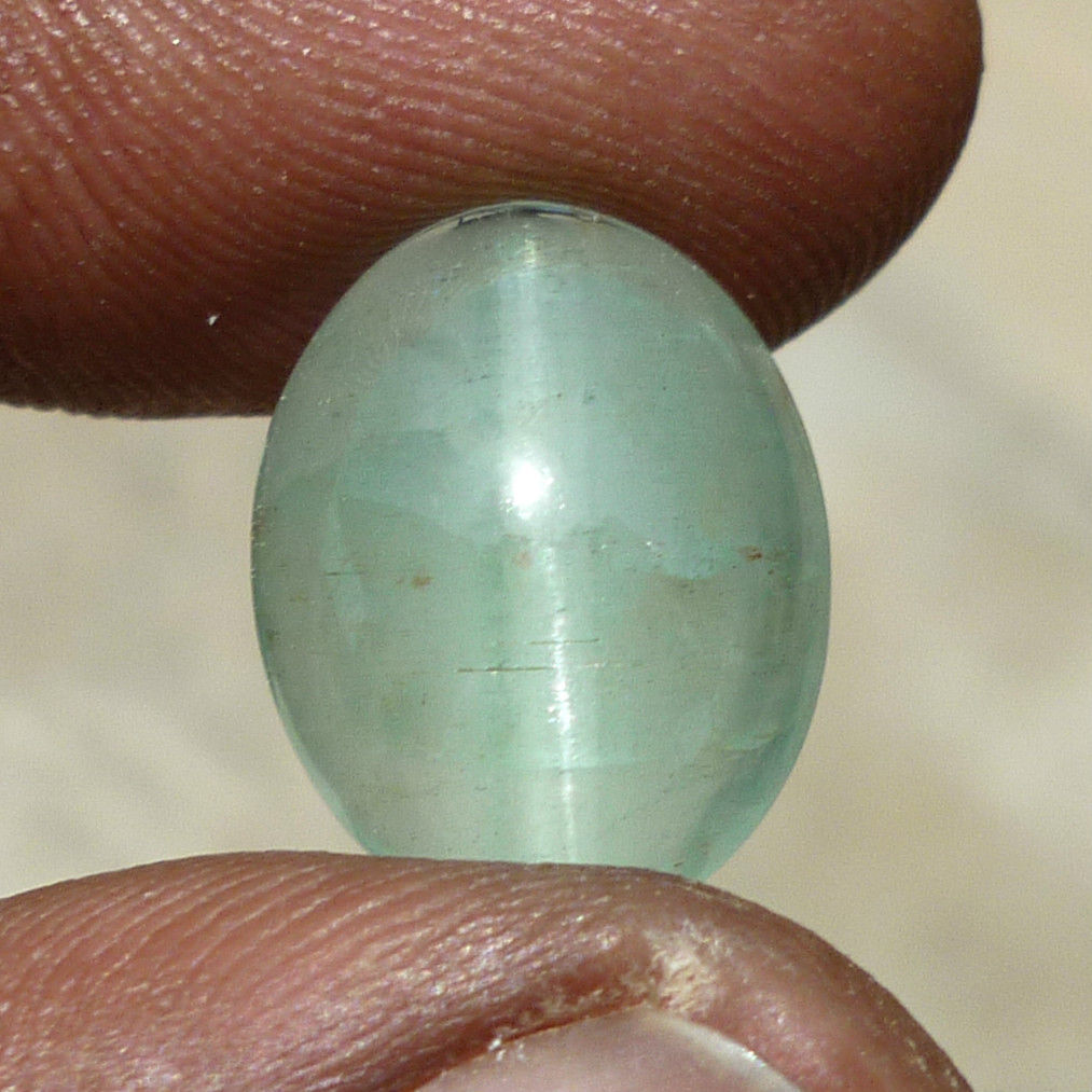 Natural Aquamarine Cat's Eye Lite Green Cabochon 9.98Ct AQ007