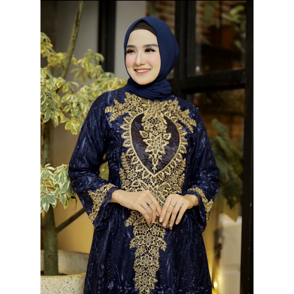 BAJU GAMIS RASAQI / Gamis lumina dress / Gamis tulle brukat / Gamis pesta / Baju kondangan wanita SIZE M L XL XXL