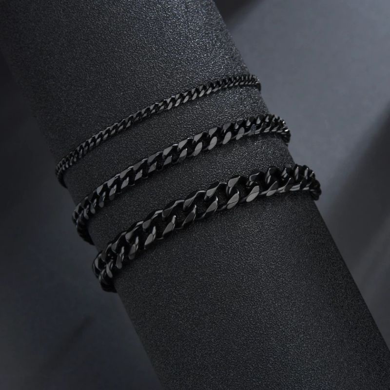 gelang tangan Titanium pria gelang tangan rantai kecil gelang tangan silver gold hitam