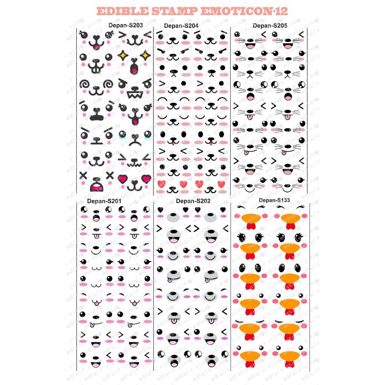 

Edible Stamp Stiker Makanan Edible Stiker Edible Image Edible Print Sticker Makanan EMOTICON 12