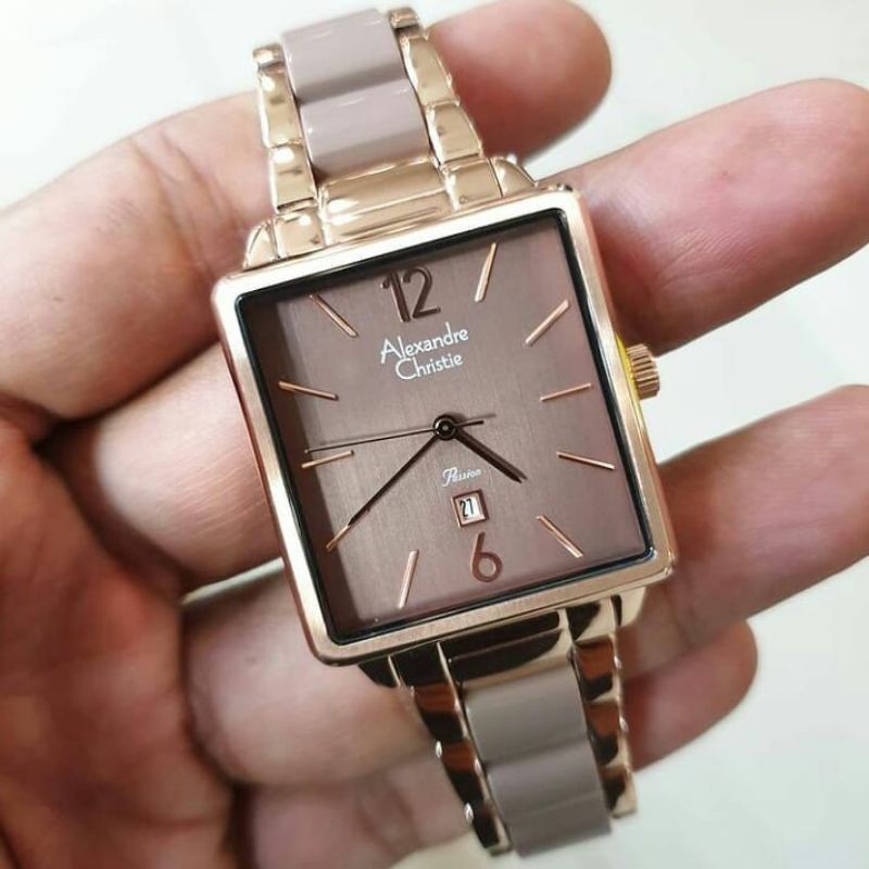 Jam Tangan Alexander Christie Wanita Rosegold Brown ac2917 Original