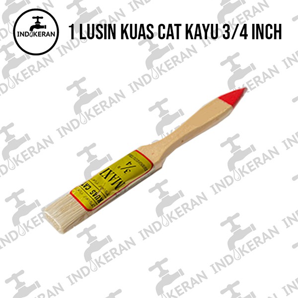 INDOKERAN - 3/4 Inch - Grosir Lusin Kuas Cat Tembok Serbaguna Gagang Kayu - High Quality