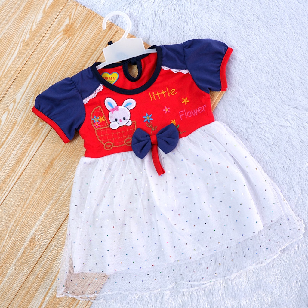 Stelan 6-12 Bulan Dress Tile & Celana Dalam Anak Bayi Perempuan. Setelan Pakaian Baju Baby Cewek 1 Tahun-6