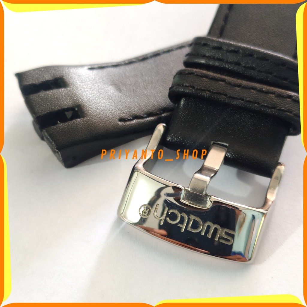 Swatch 21mm Genuine leather soft leather strap for swatch Hitam tali swatch 21