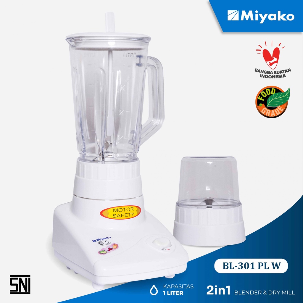 Miyako BL301PLW – Blender Plastik 1 Liter 2in1