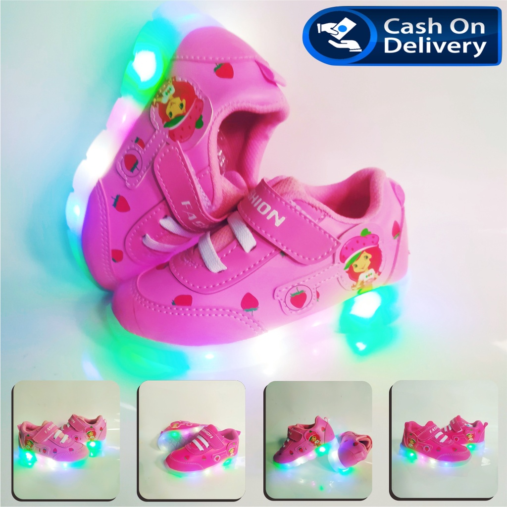 STRAWBERY CANTIK -SEPATU ANAK SNEAKER LED ANAK PREMPUAN CANTIK BISA COD 1-5 THN