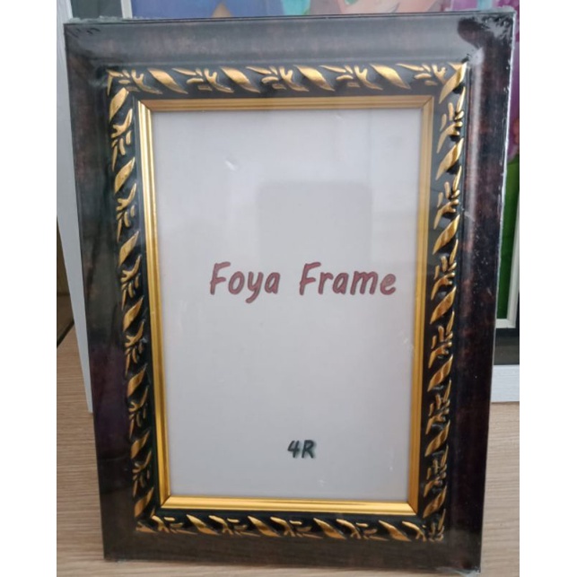 Pigura Frame Foto 4R Kayu Coklat Tua Ukir