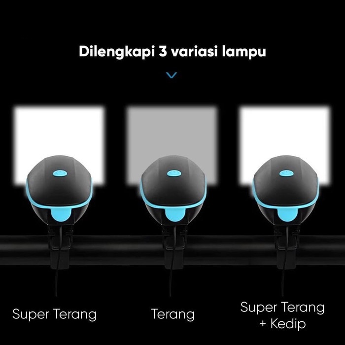 Lampu Sepeda dengan Klakson LED XPG 250 Lumens Rechargeable USB