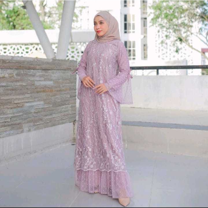 N Gamis Maxi Angel Dress Brukat Tille / Dress Muslim