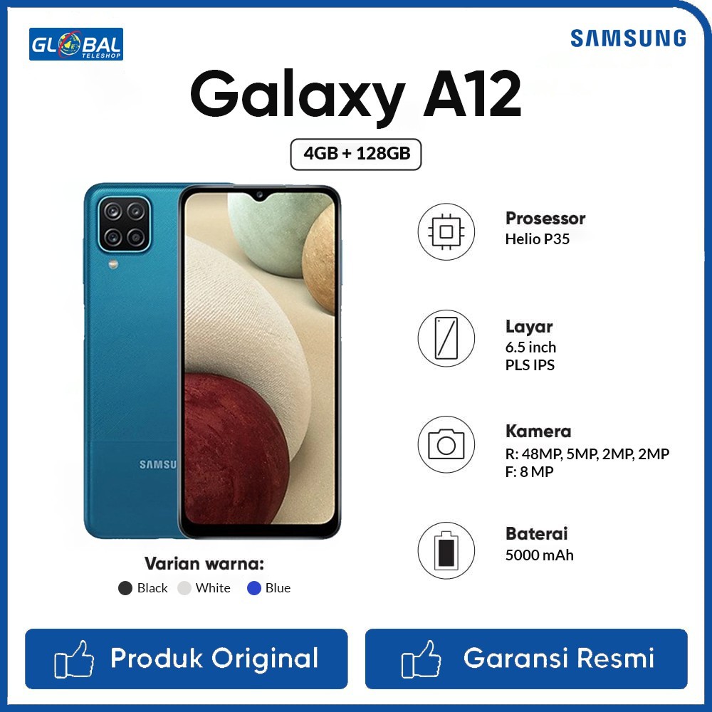 Samsung Galaxy A12 Smartphone (4/128GB) | Shopee Indonesia
