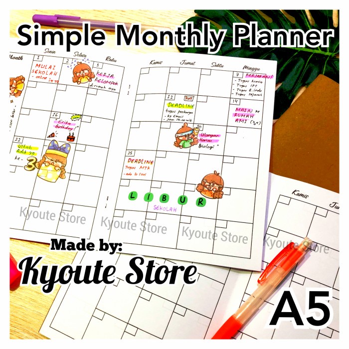

Produk Unggulan Buku My Monthly Planner Kyoute A5 Perencanaan Harian Agenda Schedule Sale!!!