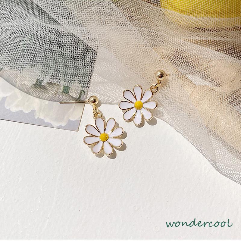 925 Silver Daisy Earrings Fashion Anting Pejantan Bunga Matahari Manis Segar-Won