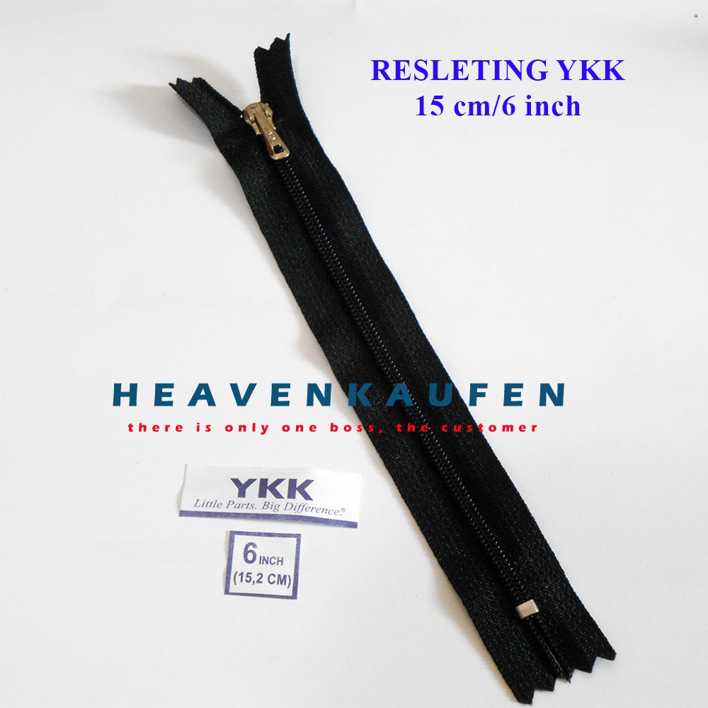 Resleting Zipper YKK 15 cm Hitam Murah (6 inch)