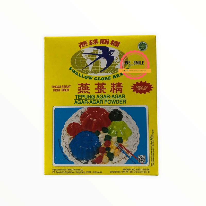 Agar Agar Swallow Globe Plain 1 box ( 12 sachet )